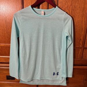 EUC Under Armour Kids Long Sleeve Threadborne HeatGear Graphic Tee Mesh Sides